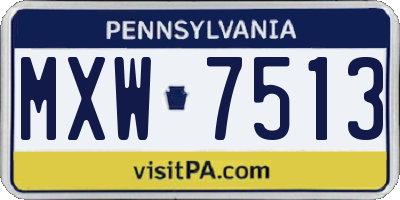 PA license plate MXW7513
