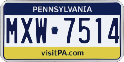 PA license plate MXW7514