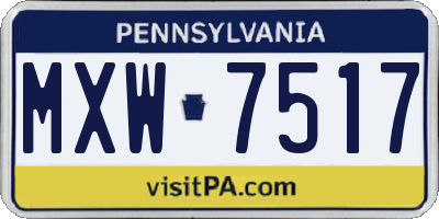 PA license plate MXW7517