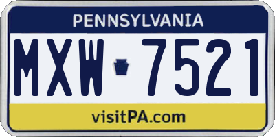 PA license plate MXW7521