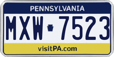 PA license plate MXW7523