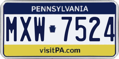 PA license plate MXW7524
