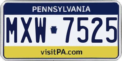 PA license plate MXW7525