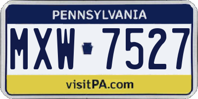 PA license plate MXW7527