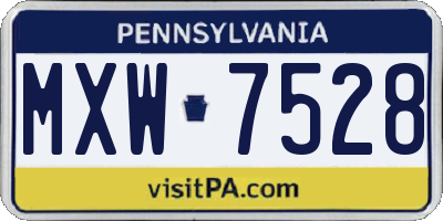 PA license plate MXW7528