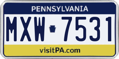 PA license plate MXW7531