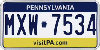 PA license plate MXW7534