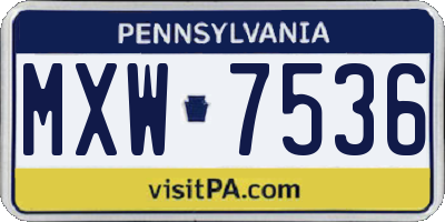 PA license plate MXW7536