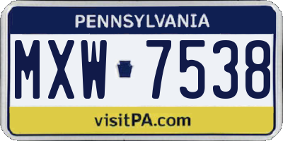 PA license plate MXW7538