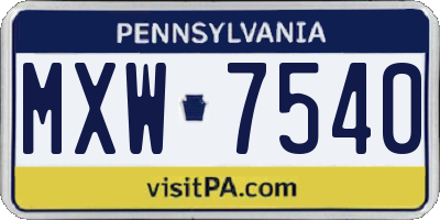 PA license plate MXW7540