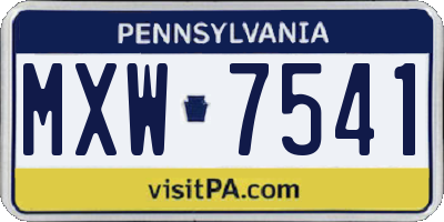 PA license plate MXW7541