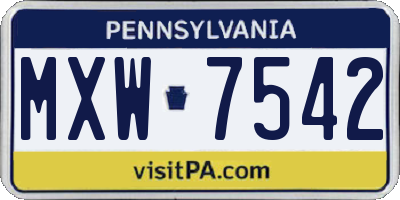 PA license plate MXW7542
