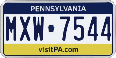 PA license plate MXW7544
