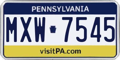 PA license plate MXW7545