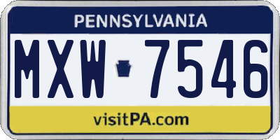 PA license plate MXW7546