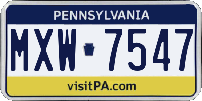PA license plate MXW7547