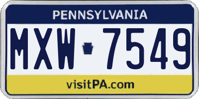 PA license plate MXW7549