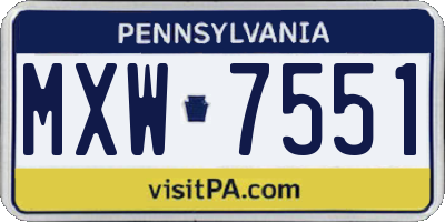 PA license plate MXW7551