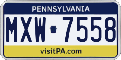 PA license plate MXW7558