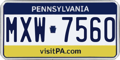 PA license plate MXW7560