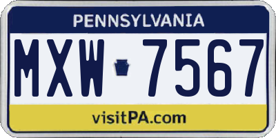 PA license plate MXW7567