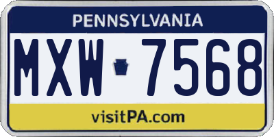 PA license plate MXW7568