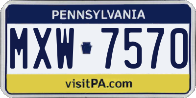 PA license plate MXW7570