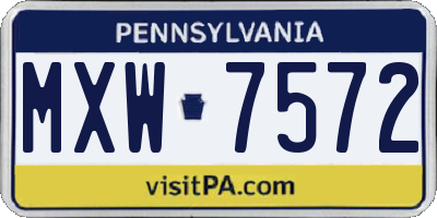 PA license plate MXW7572