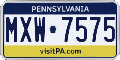PA license plate MXW7575