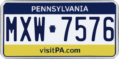 PA license plate MXW7576