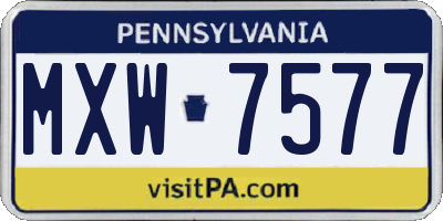 PA license plate MXW7577