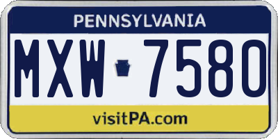 PA license plate MXW7580