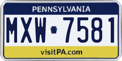 PA license plate MXW7581