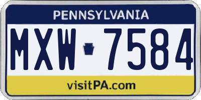 PA license plate MXW7584