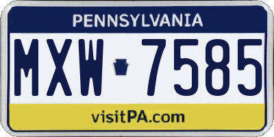 PA license plate MXW7585