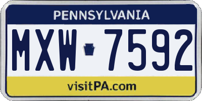 PA license plate MXW7592