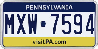 PA license plate MXW7594