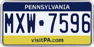 PA license plate MXW7596