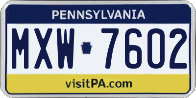 PA license plate MXW7602