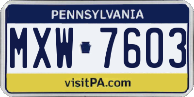 PA license plate MXW7603