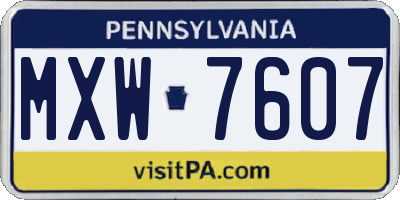 PA license plate MXW7607
