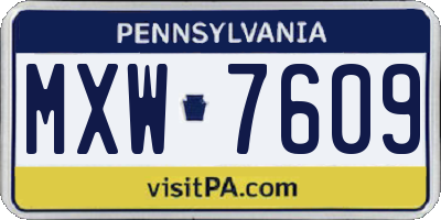 PA license plate MXW7609