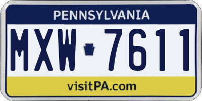 PA license plate MXW7611