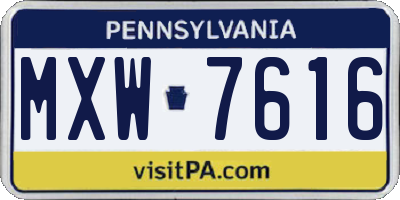 PA license plate MXW7616