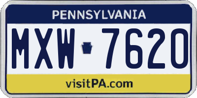 PA license plate MXW7620