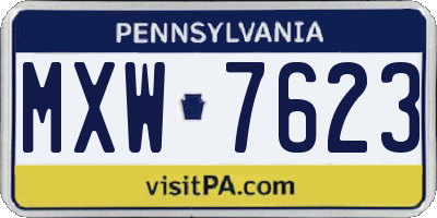 PA license plate MXW7623