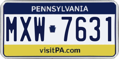 PA license plate MXW7631
