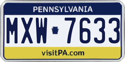 PA license plate MXW7633