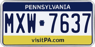 PA license plate MXW7637