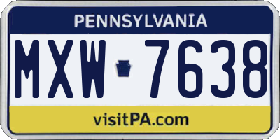 PA license plate MXW7638